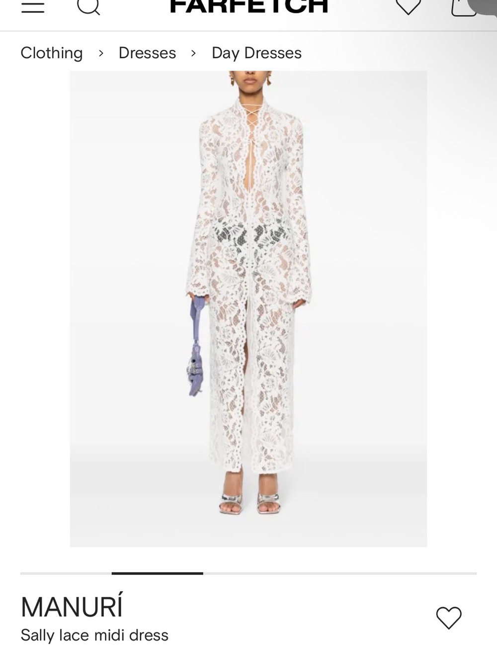 Manurí White Sally Lace Midi Dress